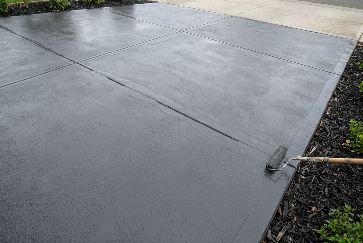 Concrete crack repair and re-seal on a driveway in Forestdale, Logan