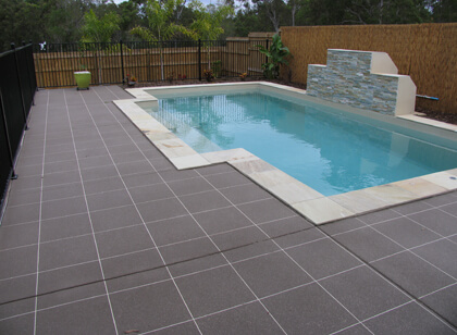 Concrete Pool Surrounds - Square Stencil Pattern